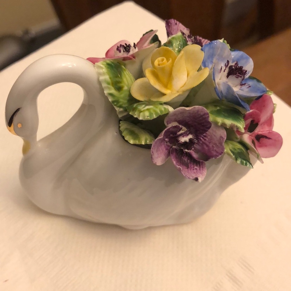 Royal Adderley FLORAL Bone china swan and flowers